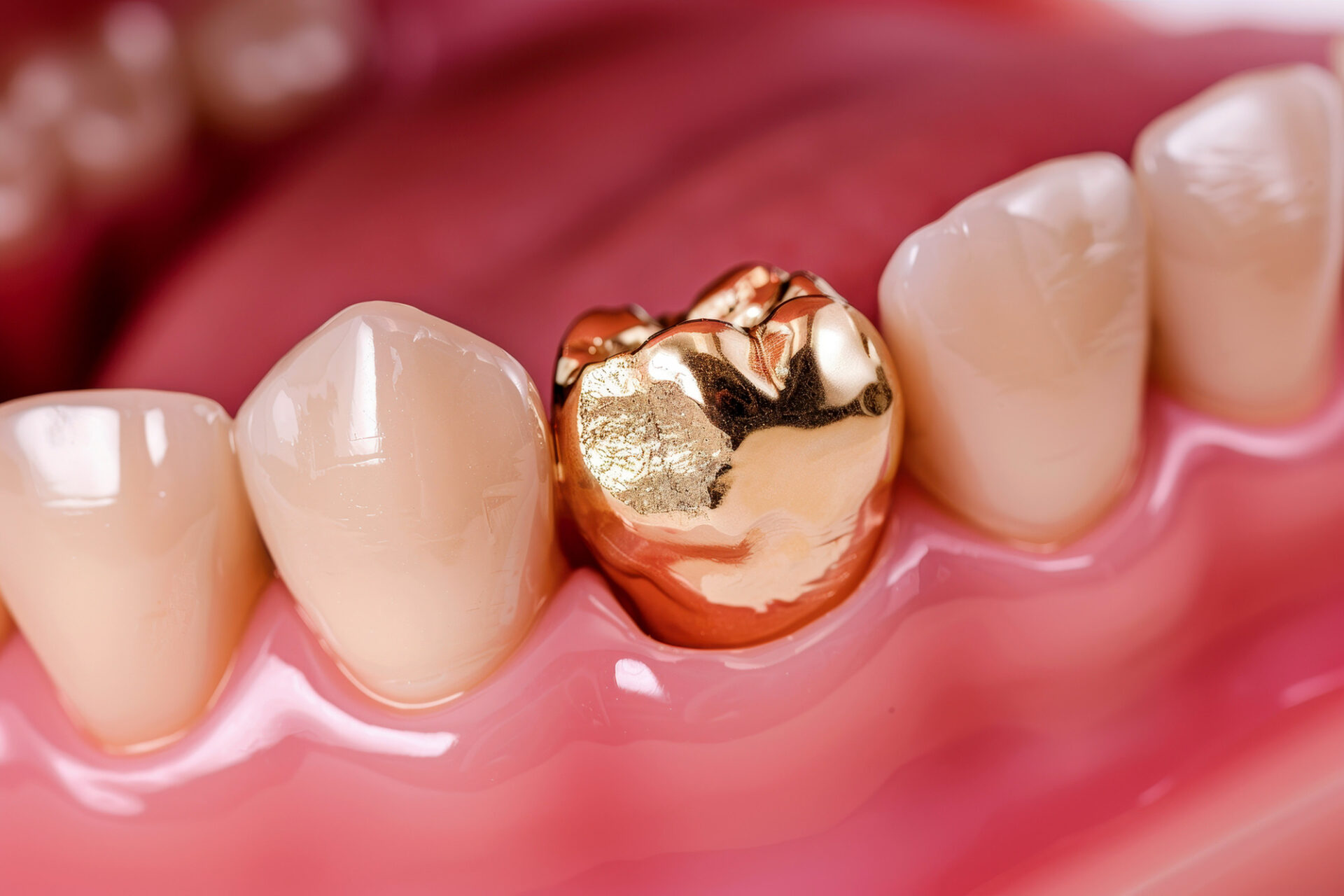 Dental gold fillings used to fill gold cavities on tooth